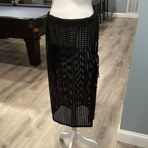 NWT Cover up Elegant Black Crochet Midi Skirt